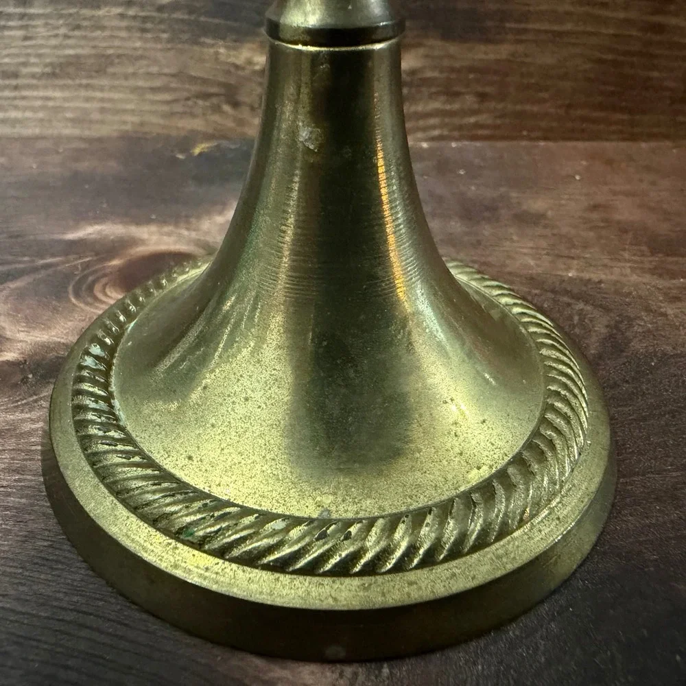 Vintage Solid Brass Taper Candlestick Holder Rope Twist Base READ